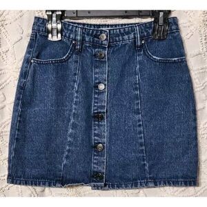 Refuge Denim Mini Skirt‎ Womens S Button Front Dark Wash Western Cowgirl Classic